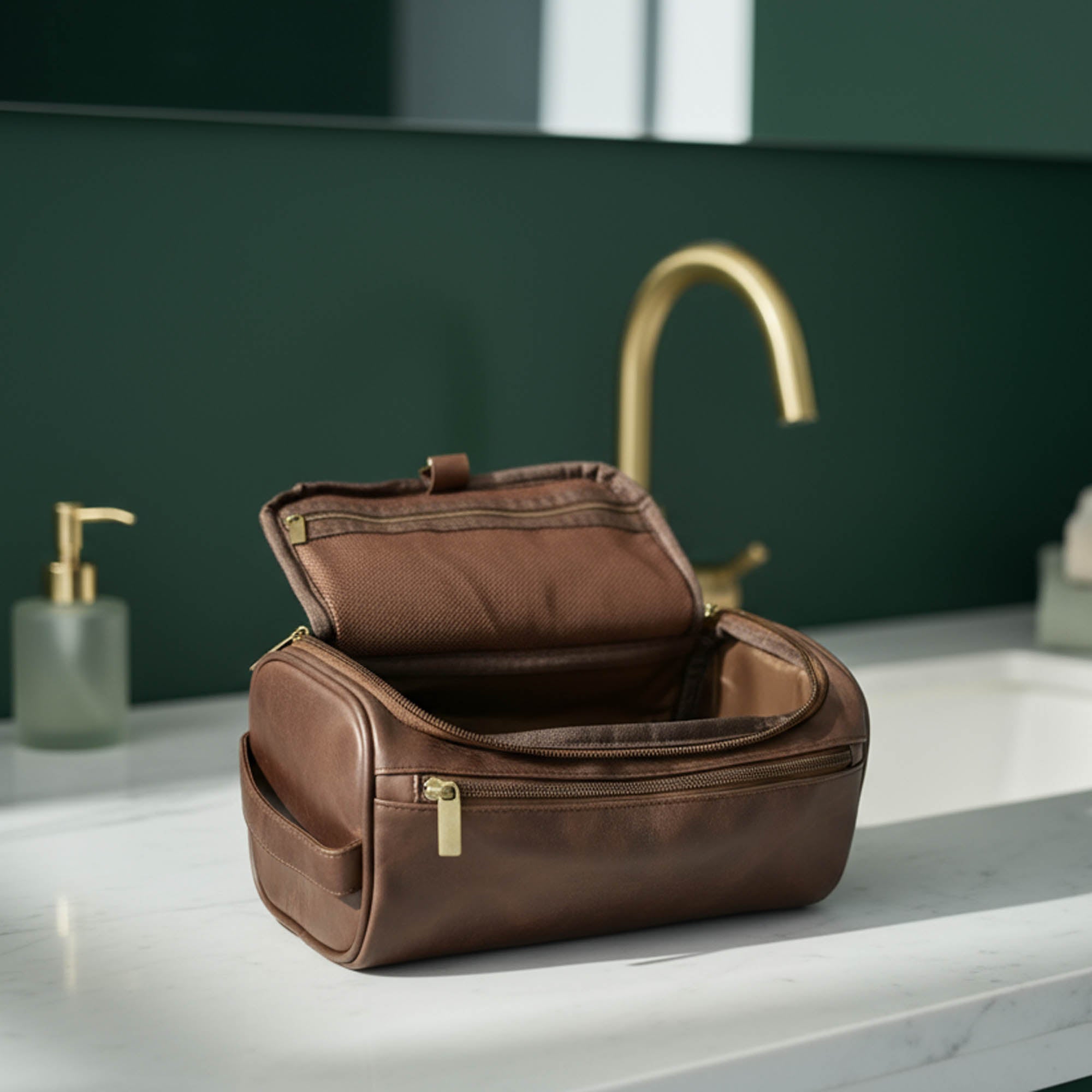 Tualettkott Hugo valgel tööpinnal rohelise seina taustal